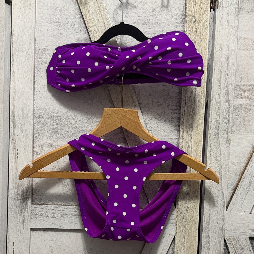 Arizona Jean Company Purple Polka Dot Bikini